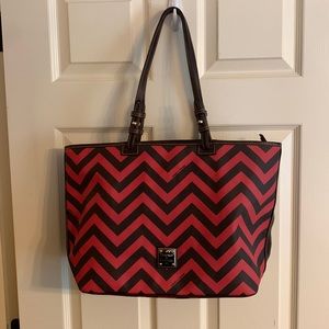 Dooney & Bourke Chevron Red and Brown large tote Bag